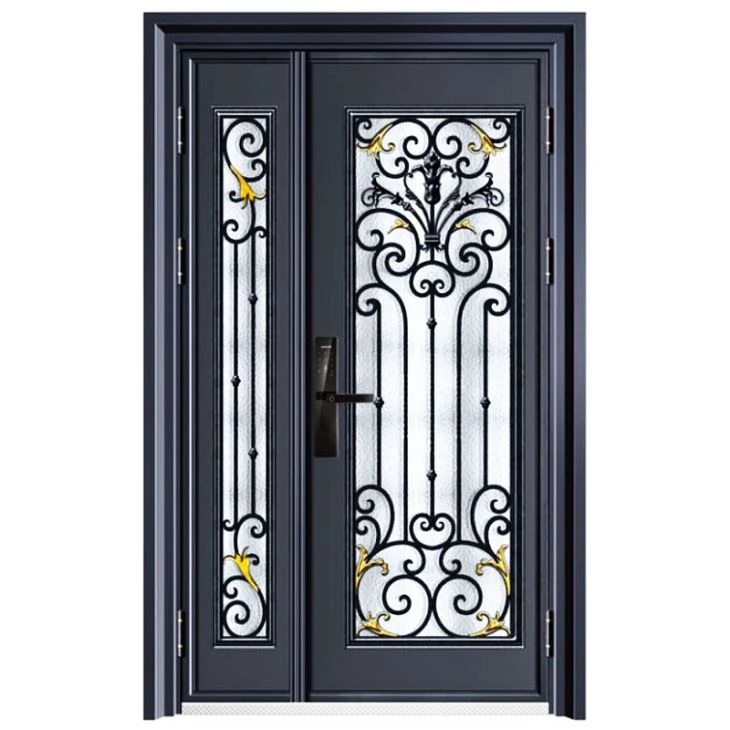 Double Glass Wrought Iron Security Door
